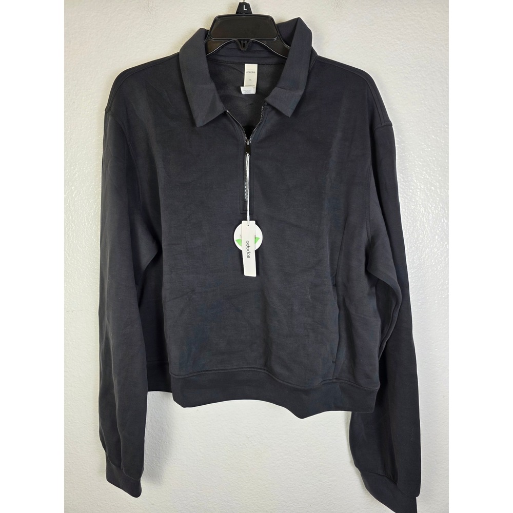 ODODOS Women Quarter Zip Pullover Sweatshirt Black Modal Blend XL - Picture 1 of 7